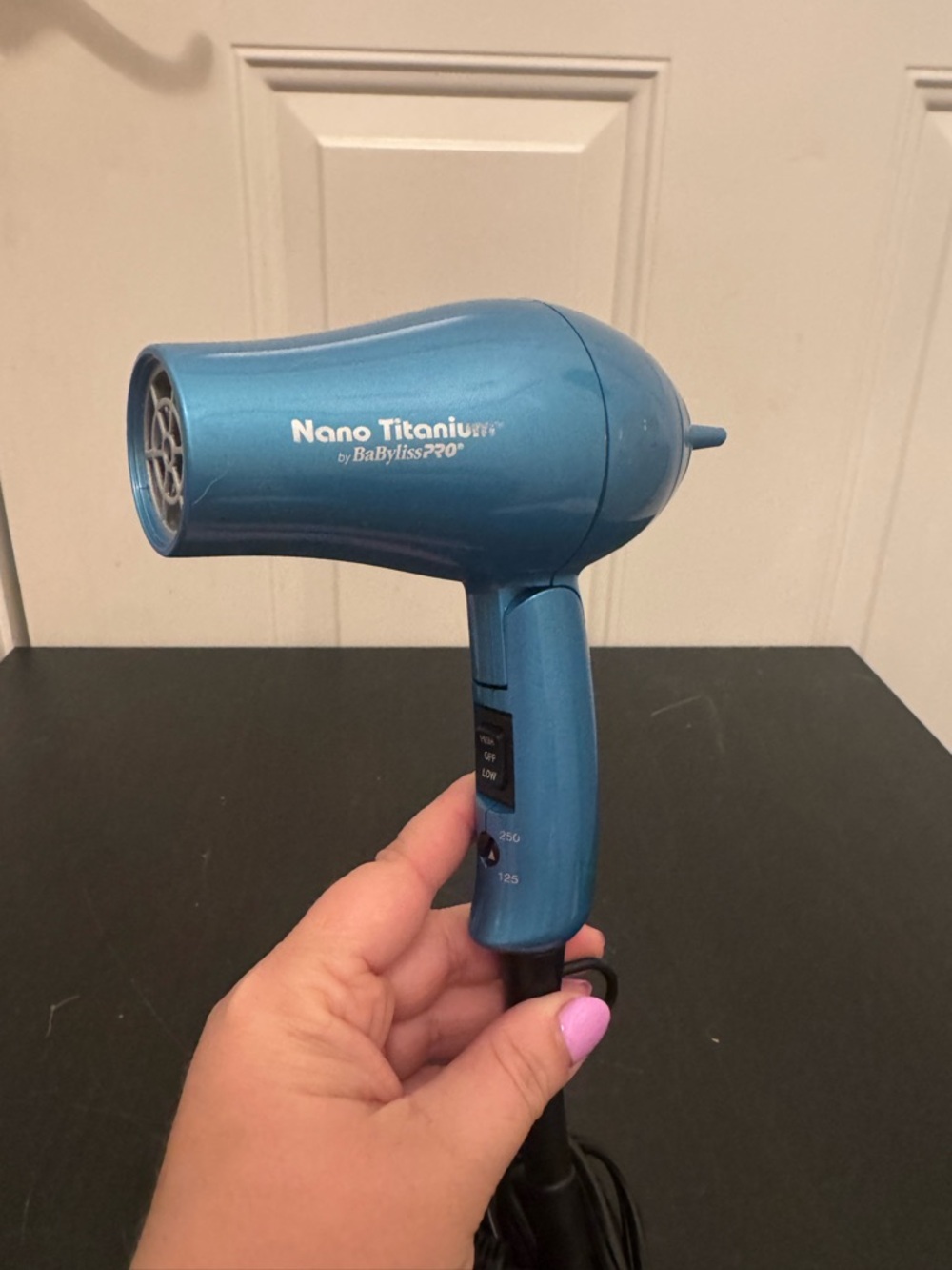 BaByliss Pro Nano Titanium Mini Travel Hair Blow Dryer Blue